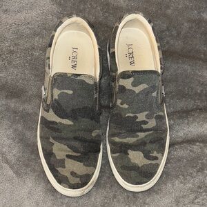 Women’s J. Crew camo canvas slip on shoes